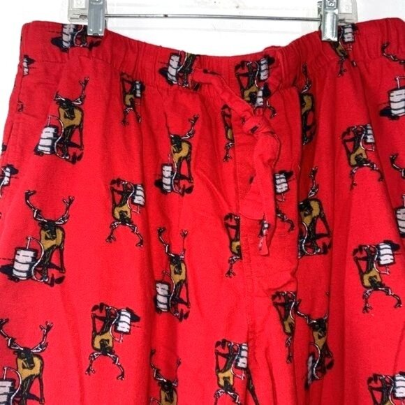 Old Navy Red Reindeer Print Pajama Pants Size Large Drawstring Waist - Picture 4 of 9